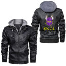 Ligerking - Skol Viking Axe Warrior Norse Nordic Mythology Leather Jacket A35