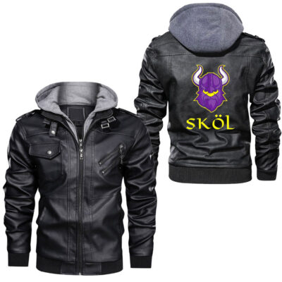 Ligerking - Skol Viking Axe Warrior Norse Nordic Mythology Leather Jacket A35