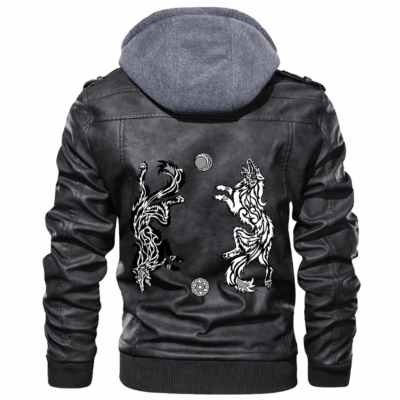 Ligerking - Scandinavian Dragon Head Leather Jacket A35
