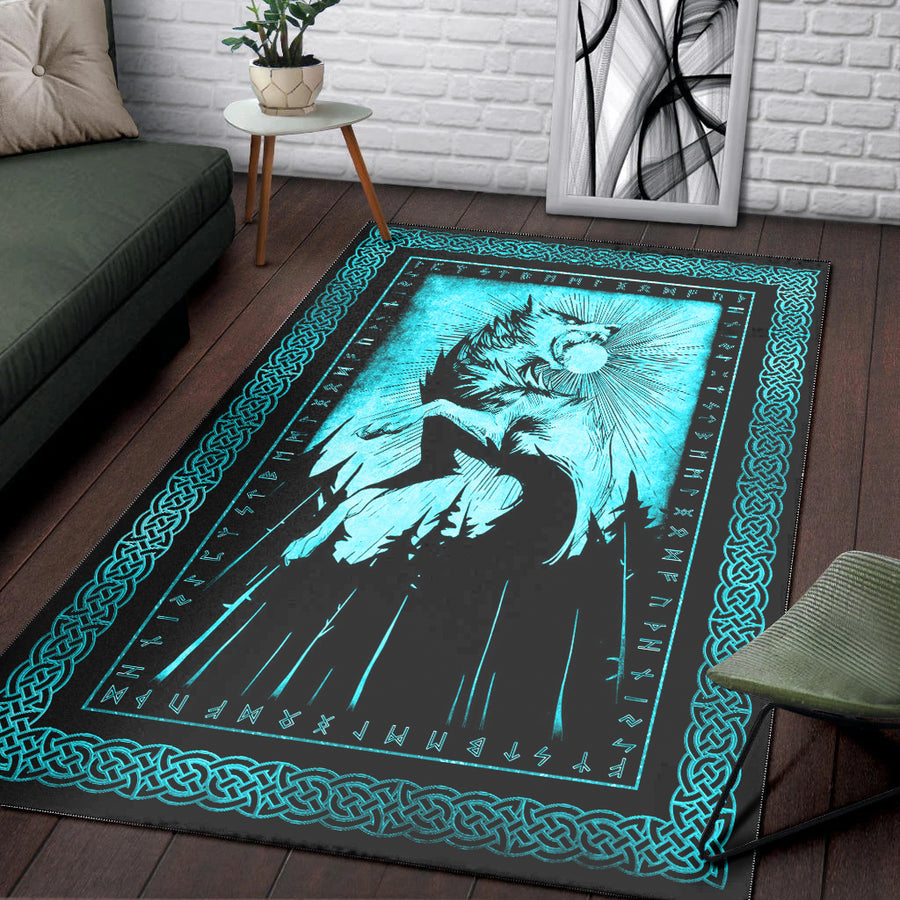 Ligerking Area Rug - Skoll and Sun Cyan Area Rug A35