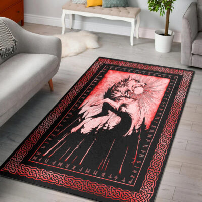 Ligerking Area Rug - Skoll and Sun Red Area Rug A35