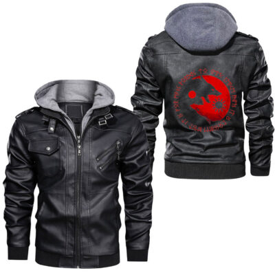 Ligerking - Sons Of Fenrir Skoll and Hati Norse Wolf Rune Leather Jacket A35