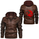 Ligerking - Sons Of Fenrir Skoll and Hati Norse Wolf Rune Leather Jacket A35