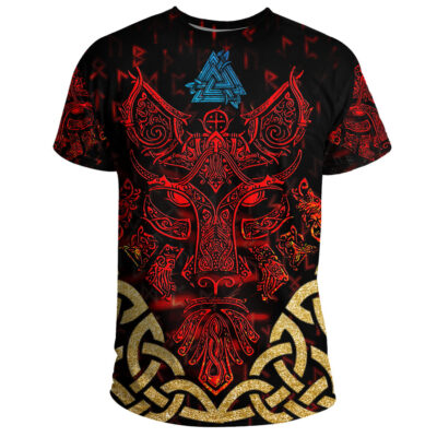 Ligerking - Fenrir Hell Fire Fix Celtic Knot Gold T-Shirt A35