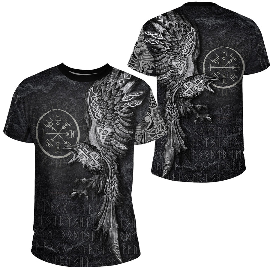 Ligerking Clothing - Vegvisir With Raven - Viking Compass T-Shirt A7