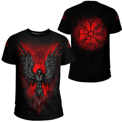 Ligerking - Viking Raven Vegvisir T-shirts A35
