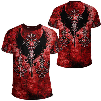 Ligerking Clothing -Bird Wing Viking Symbol Red T-Shirt A95