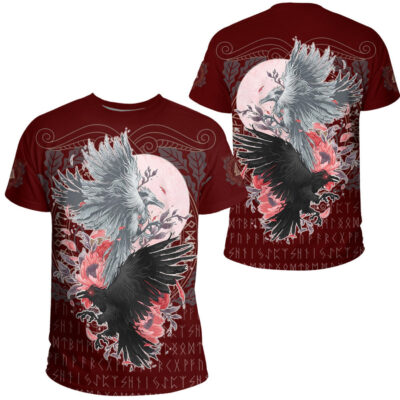 Ligerking Clothing -Raven Black and White Red Yggdrasil T-Shirt A35