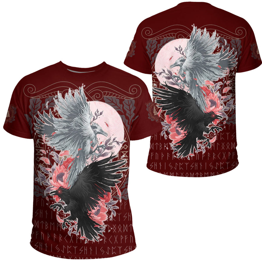 Ligerking Clothing -Raven Black and White Red Yggdrasil T-Shirt A35
