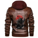 Ligerking - The Harsh God Odin Against The Background Of A Red Sun Leather Jacket A35