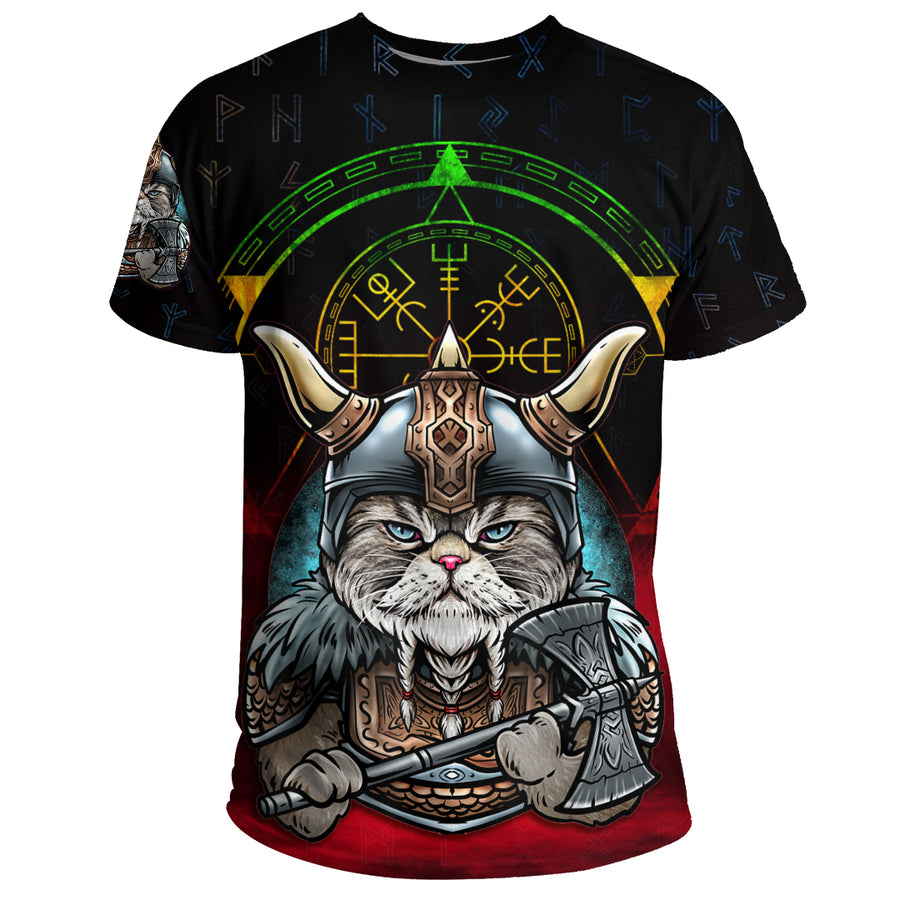 Ligerking - The Cat Compass Vegvisir Rune T-Shirt A35