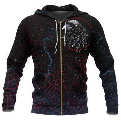 Ligerking Clothing - The Raven Red Circle Zip Hoodie A35