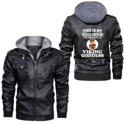 Ligerking - Thor's Hammer Mjolnir Wotan Norse Mythology Odin Viking Leather Jacket A35