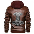 Ligerking - Thor Hammer Mjolnir Leather Jacket A35