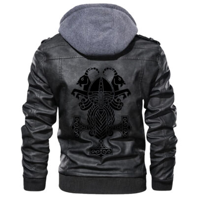 Ligerking - The Black Sun and Oak Leafs Leather Jacket A35