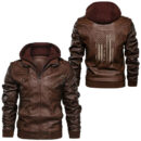 Ligerking - Til Valhalla Patriotic Viking US Flag Leather Jacket A35