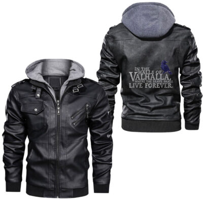 Ligerking - Til Valhalla Until Valhalla Viking Odins Raven Leather Jacket A35