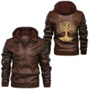 Ligerking - Toss A Coin Wolf Graphic Mystery Leather Jacket A35