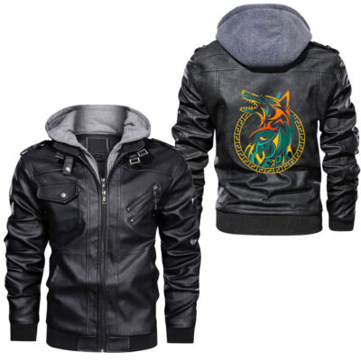 Ligerking - Tyr Norse Mythology Valhalla Viking Nordic God Leather Jacket A35