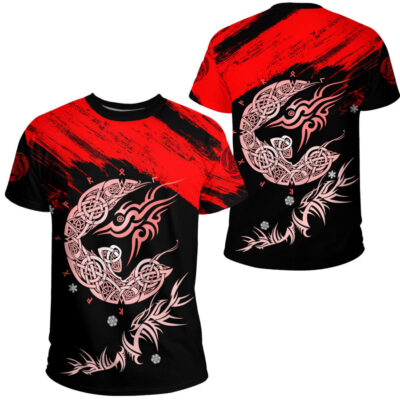 Ligerking -Fenrir Moon Brush Red Style T-Shirt A35