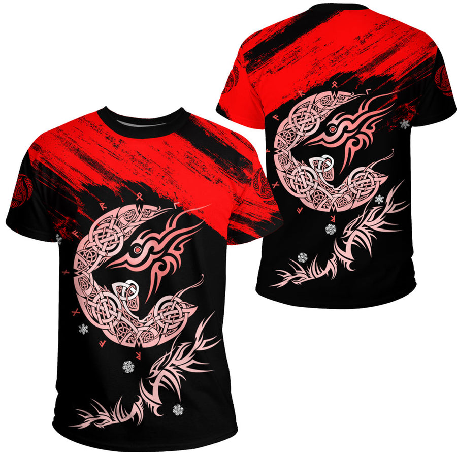 Ligerking -Fenrir Moon Brush Red Style T-Shirt A35
