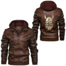 Ligerking - Until Valhalla Viking US Flag Vintage Leather Jacket A35
