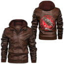 Ligerking - Valknut Symbol Fenrir Wolf Valhalla Norse Viking Warrior Leather Jacket A35