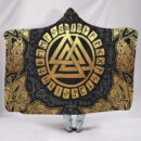 Ligerking Hooded Blanket - Valknut and Rune Gold Round A35
