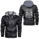 Ligerking - Vegvisir Compass Raven Odins World Ash Tree Nordic Leather Jacket A35
