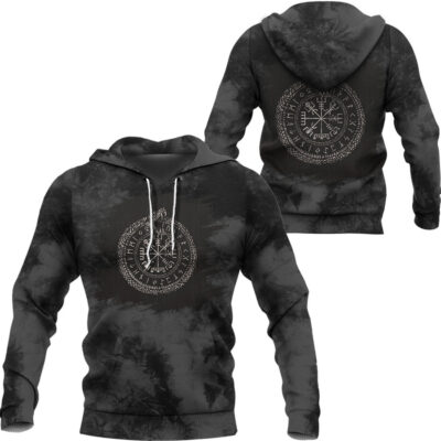 Ligerking Hoodie -Vegvisir With Ouroboros And Runes Hoodie A7