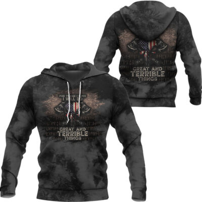 Ligerking Hoodie -Viking American Flag For Those I Love I Will Do Great And Terrible Things Hoodie A7