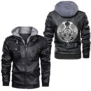 Ligerking - Viking Celtic Huginn and Muninn Odin Ravens Viking Leather Jacket A35