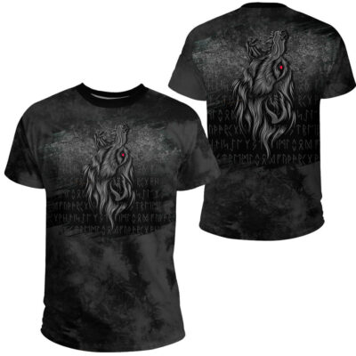 Ligerking - Viking Fenrir Wolf Howls To The Gods T-Shirt A7
