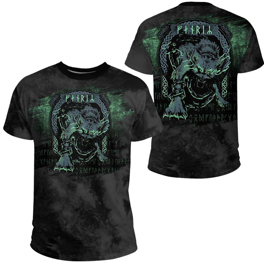 Ligerking - Viking Fenrir Wolf Norse Green T-Shirt A7