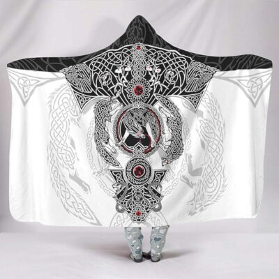 Ligerking Hooded Blanket - Viking Fenrir and Symbol Tattoo A35