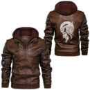 Ligerking - Viking Graphic With Raven Leather Jacket A35
