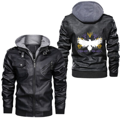 Ligerking - Viking Gym Calm Mind Strong Heart Violent Hands Norsemen Leather Jacket A35