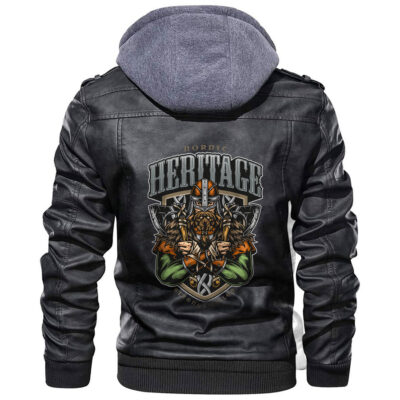Ligerking Jacket - Viking Nordic Head With Axe Leather Jacket A31
