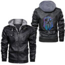 Ligerking - Viking Odin Mythical Ravens, Viking Runes Viking Knot Symbol Leather Jacket A35