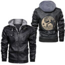 Ligerking - Viking Odin Raven Huginn & Muninn Scandinavian Mythology Leather Jacket A35