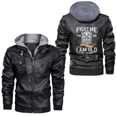 Ligerking - Viking Ragnar Lodbrok Valhalla Odin Ravens Leather Jacket A35
