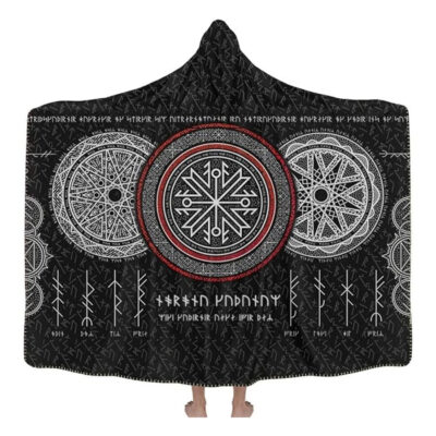 Ligerking Hooded Blanket - Viking Symbol and Rune Tattoo A35