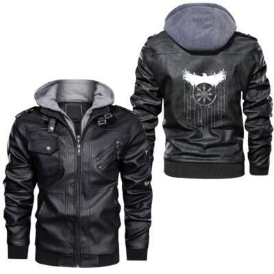Ligerking - Viking Valhalla Sons Of Odin Norse Nordish Thor Mythology Leather Jacket A35