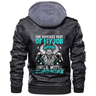 Ligerking Jacket - Viking Warrior Head With Axe Leather Jacket A31