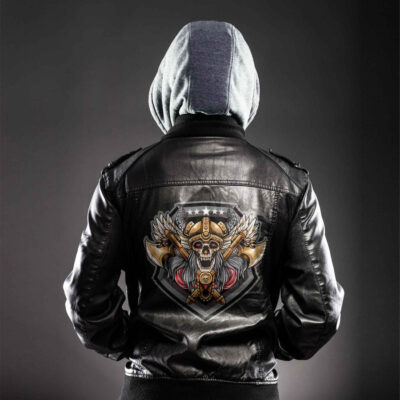Ligerking - Viking With Axe And Shield Leather Jacket A35