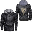 Ligerking - Vintage Vikings celtic mythology mystical owl symbolism run Leather Jacket A35