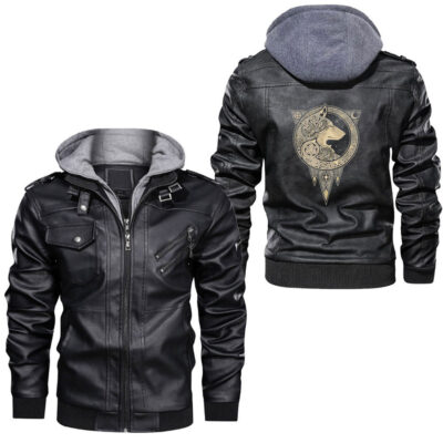Ligerking - Vintage Vikings celtic mythology mystical owl symbolism run Leather Jacket A35