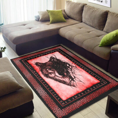 Ligerking Area Rug - Wolf Brush Red Area Rug A35