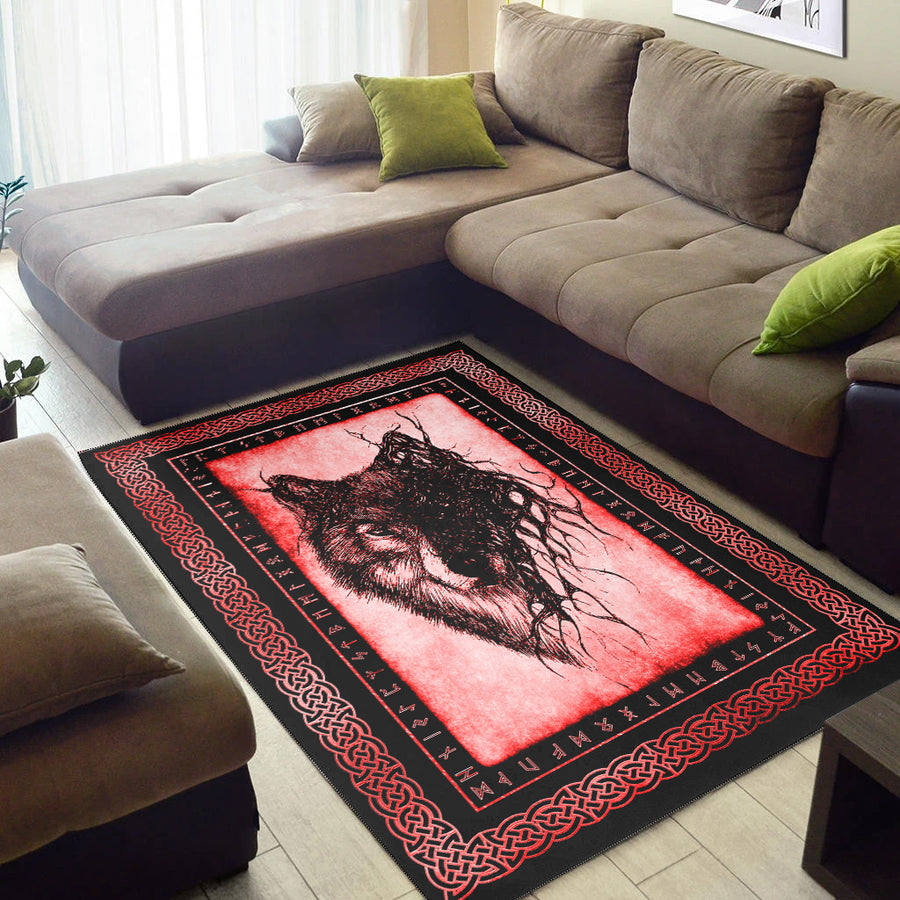 Ligerking Area Rug - Wolf Brush Red Area Rug A35