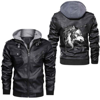 Ligerking - Wolf Fenrir Chained Leather Jacket A35
